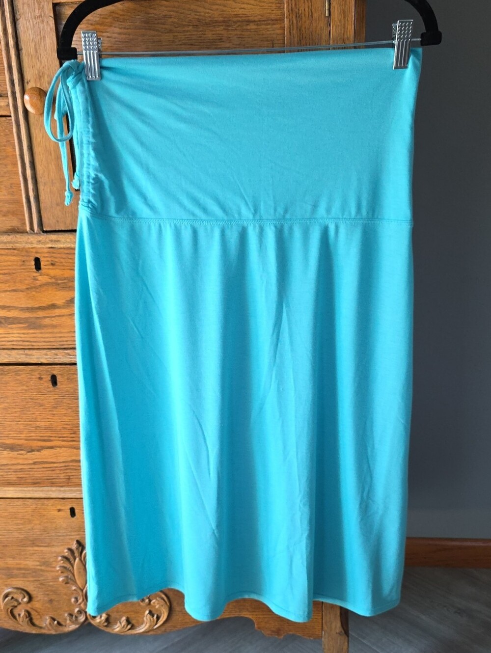 🌿 Athleta Turquoise Pull-On Skirt Fold Over Waist Side Cinch Tie LP